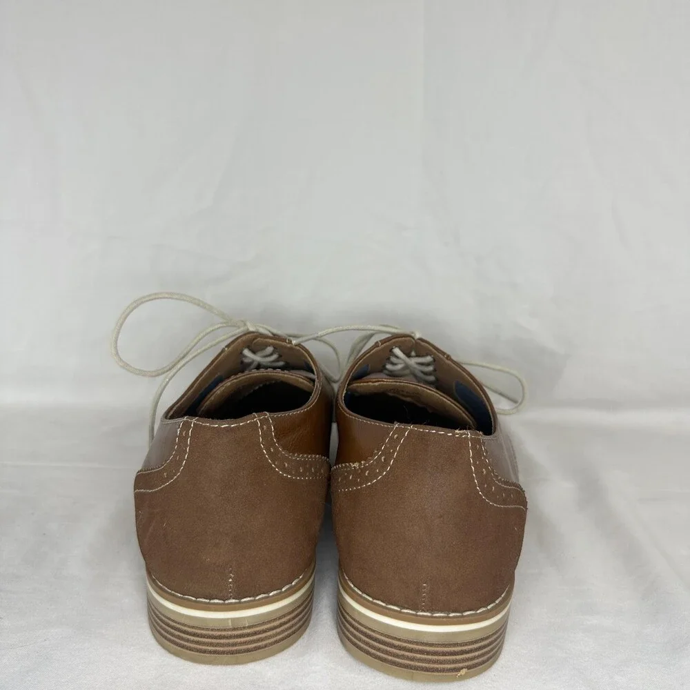 St John's Bay Shoes Mens Size 10.5 Brown Oxford Slater Memory Foam Dry+Cool